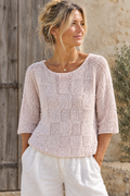 Anna with three-quarter sleeves in a rustic setting