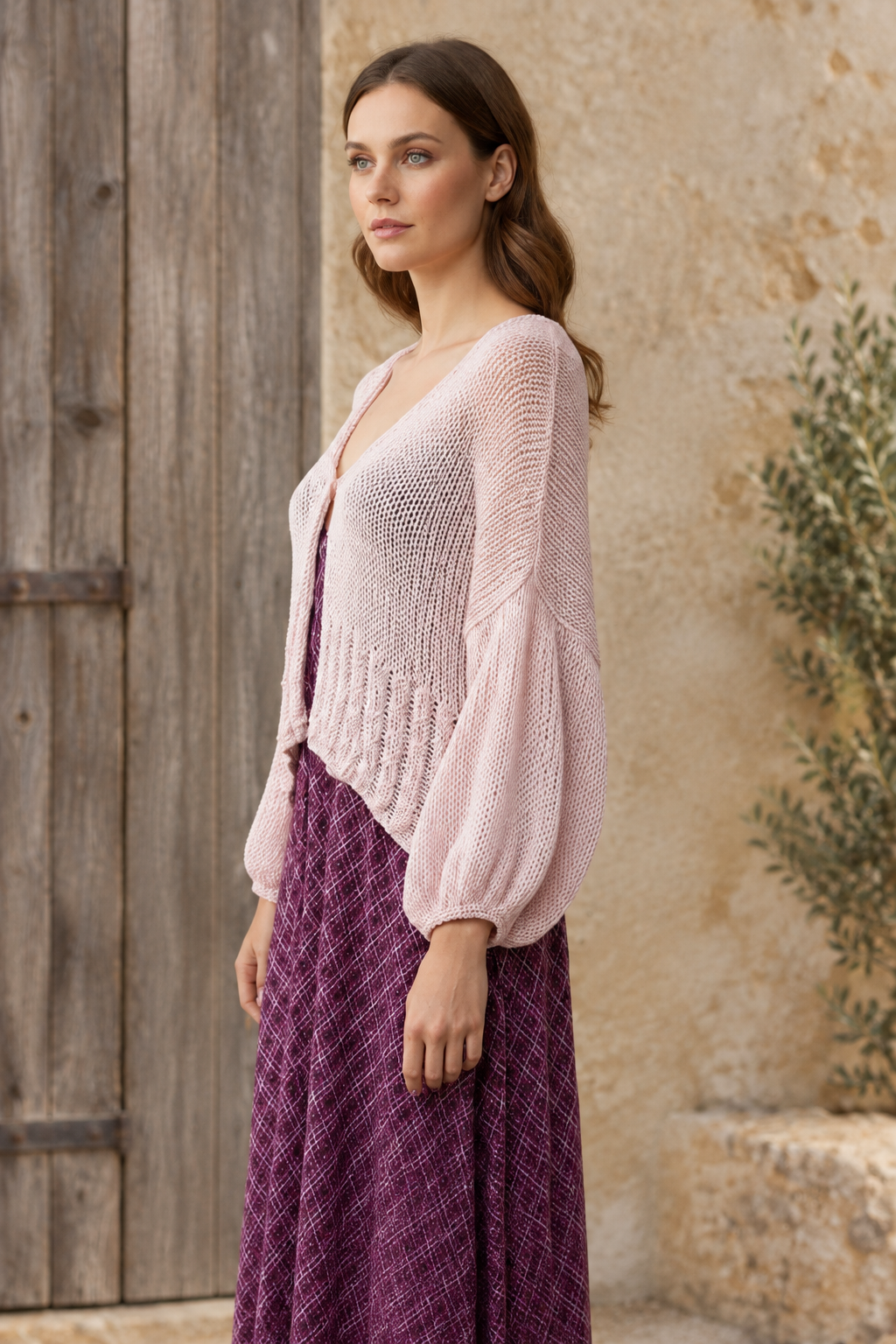 Belle Cardi in Dusky Pink rustic preview