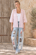 Lucy Bobble Cardi in Pink with a longer hem